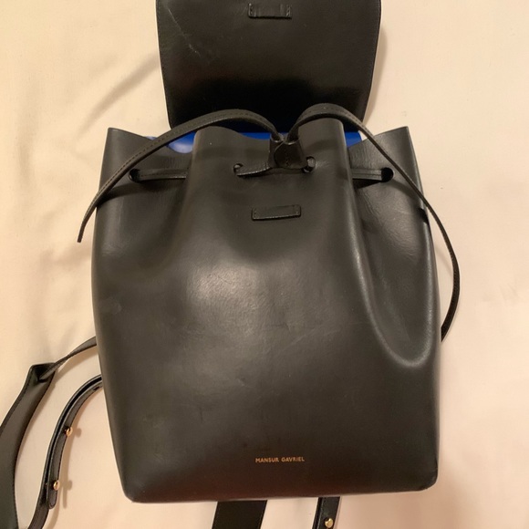Mansur Gavriel Mini Backpack in Black/Blue - Picture 3 of 9
